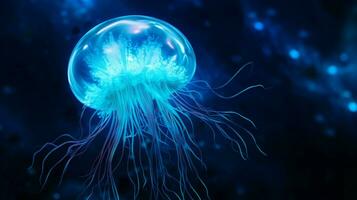 hd wallpaper neon glowing azure jellyfish frozen photo