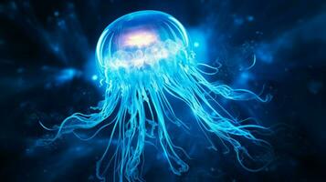 hd wallpaper neon glowing azure jellyfish frozen photo