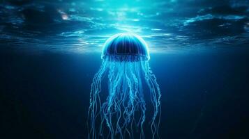 hd wallpaper neon glowing azure jellyfish frozen photo