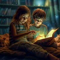 kids reading high quality 4k ultra hd hdr photo