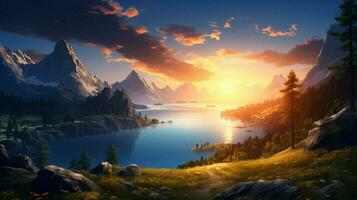 landscape during sunset nightcore high quality photo