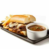 photo of French dip with no background with white