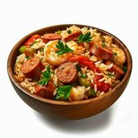 photo of jambalaya with no background with white