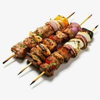 photo of kabobs with no background with white back