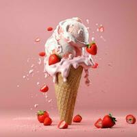 product shots of Delicious strawberry ice cream i photo