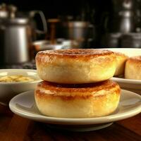 product shots of English muffins high quality 4k photo