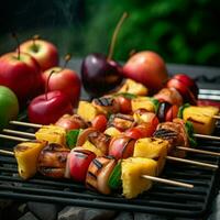 product shots of Skewers of fresh fruit including photo