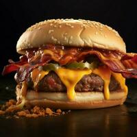 product shots of a bacon cheeseburger highly real photo