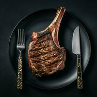 product shots of a perfectly grilled tomahawk ste photo