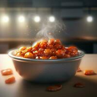 product shots of baked beans high quality 4k ultra photo