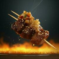 product shots of chinese food beef terriyaki on a photo