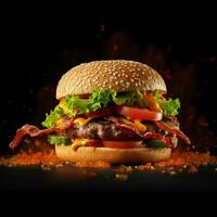 product shots of hamburger with bacon lettuce tom photo