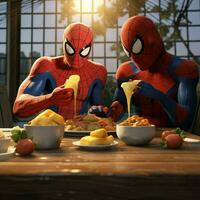 product shots of spiderman with heros friend eat photo