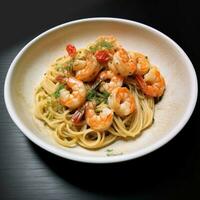 profesional comida fotografía de espaguetis aglio foto