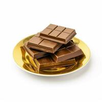 squared chocolate bars on a golden plate style photo