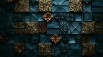 the tiled wallpaper made of wooden blocks photo