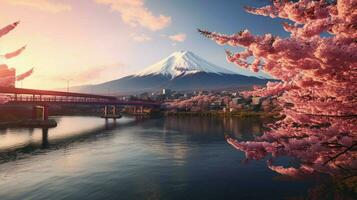 wallpapers of mount fuji in the style of gritty photo