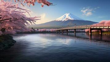 wallpapers of mount fuji in the style of gritty photo