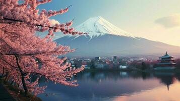 wallpapers of mount fuji in the style of gritty photo