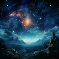 A celestial sky adorned with shimmering stars and glowing photo