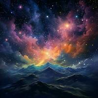 A celestial sky adorned with shimmering stars and glowing photo