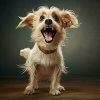 A cheerful dog wagging its tail uncontrollably photo