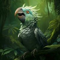A creature with a short stubby beak and a friendly chirpin photo