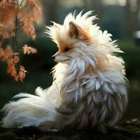 A creature with soft feathery fur and a gentle cuddly photo