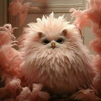 A creature with soft feathery fur and a gentle cuddly photo