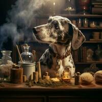 A curious dog investigating a mysterious smell photo