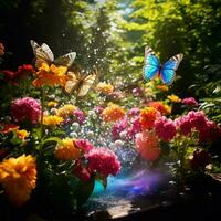 A delicate butterfly garden where hundreds of colorful but photo