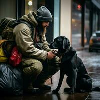 A diligent service dog assisting someone in need photo