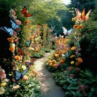 un delicado mariposa jardín dónde cientos de vistoso pero foto