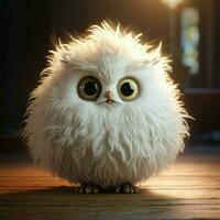 A fluffy creature with big round eyes photo