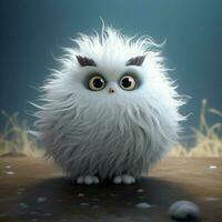 A fluffy creature with big round eyes photo