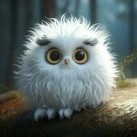 A fluffy creature with big round eyes photo