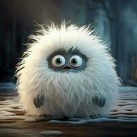 A fluffy creature with big round eyes photo