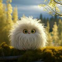 A fluffy creature with big round eyes photo