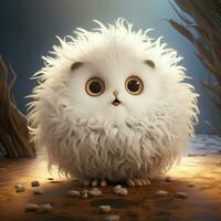 A fluffy creature with big round eyes photo