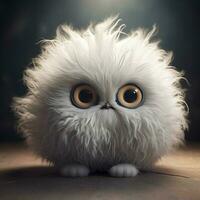 A fluffy creature with big round eyes photo