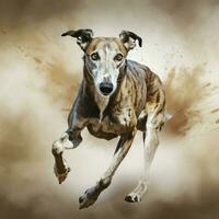 A graceful greyhound sprinting at full speed photo