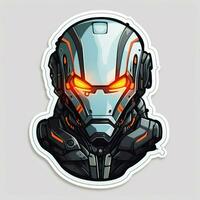 A sticker featuring a futuristic robot with a sleek design photo