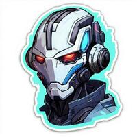 A sticker featuring a futuristic robot with a sleek design photo