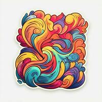 A sticker featuring a vibrant abstract design with photo