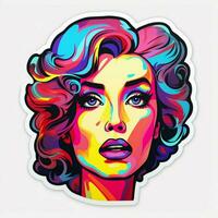 A sticker featuring a pop art-inspired design with vibrant photo