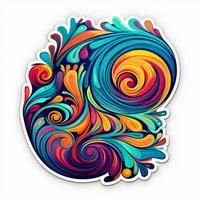 A sticker featuring a vibrant abstract design with photo