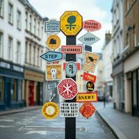 A sticker inspired by street signs with quirky or humorous photo