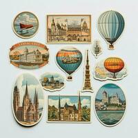 A sticker inspired by the charm of vintage travel postcard photo