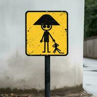A sticker inspired by street signs with quirky or humorous photo