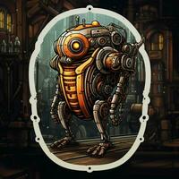 A sticker showcasing a steampunk-inspired mechanical create photo